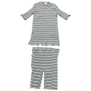 Things Between Striped Stretch Ribbed Top‎ & Shorts Lounge Set Women's L/XL